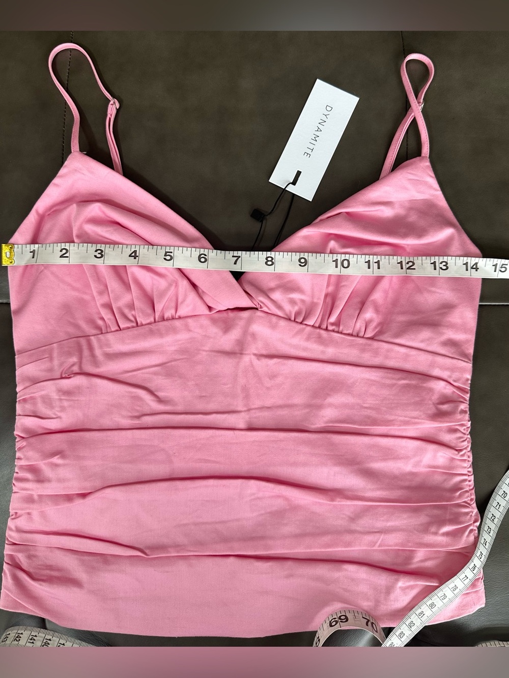 Dynamite Prism Pink Ruched Twist Cami Top NWT XS - Picture 8 of 13